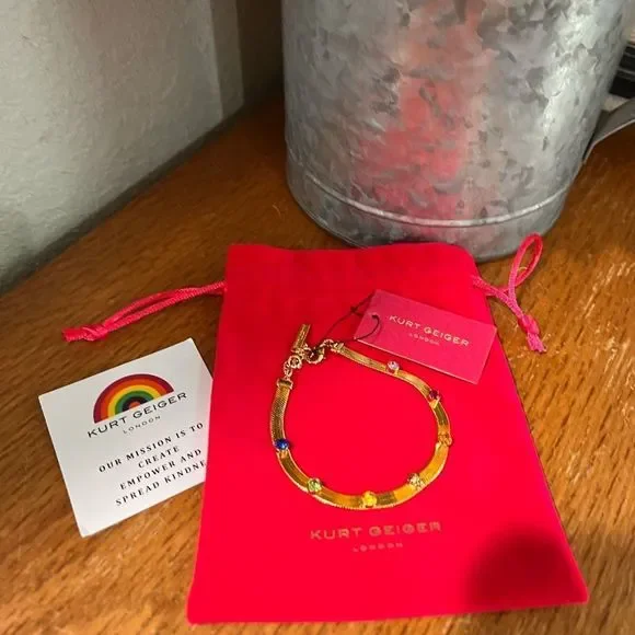 NWT Kurt Geiger London Signature Mismatched Stone Snake Linear Earrings #TSER - Picture 8 of 9